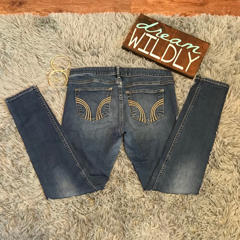 Blue washed Hollister jeans.
